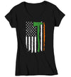 Women's V-Neck Irish Firefighter Shirt Flag T Shirt Firewoman Gift Idea Firefighter Gift Axe Patriotic Tee Unisex Ladies V-Neck Soft Tee