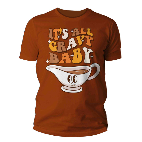 Men's Funny Thanksgiving Shirt Retro Shirt It's All Gravy Baby Tee Vintage Turkey Day Festive Holiday Funny Graphic Tshirt Unisex Man-Shirts By Sarah
