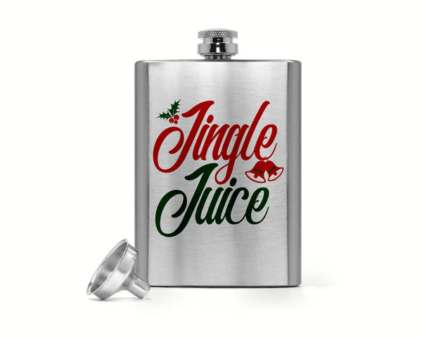 8 Oz. Funny Christmas Hip Flask Jingle Juice Holiday Funny Quote Drinker Stainless Steel Whiskey Liquor Flask Gift Idea Scotch-Shirts By Sarah