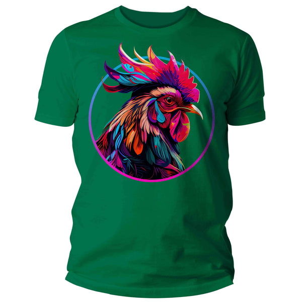 Men's Colorful Rooster Shirt Hipster T Shirt Bird Chicken Farmer Gift Rainbow Farming Farmer Chick Graphic Tee Unisex Man-Shirts By Sarah
