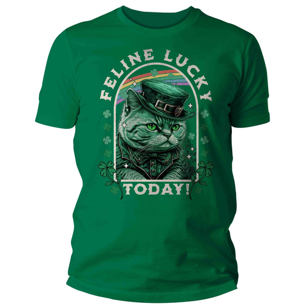 Men's St. Patrick's Day Shirt Cat T-Shirt Feline Lucky Funny Cat Dad Mom Kitty Leprechaun Gift Graphic Vintage Video T Shirt Unisex Man-Shirts By Sarah