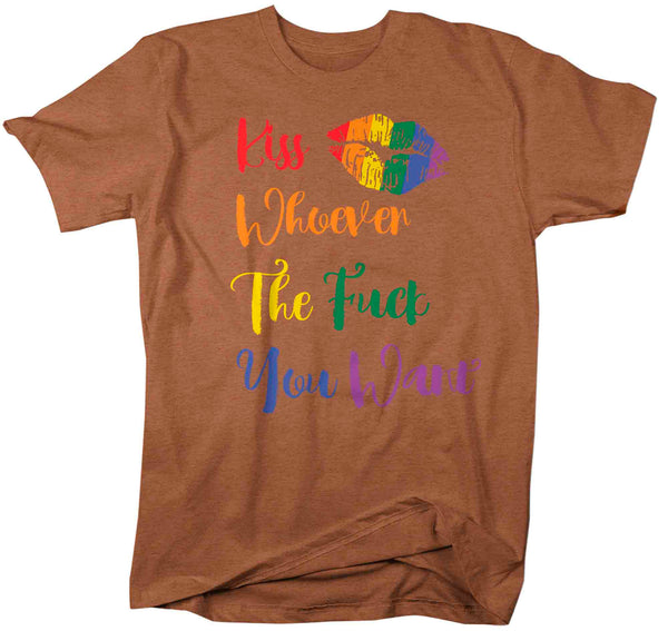 Men's Kiss Whoever The F*ck You Want Shirt Support Gay Pride Mature T Shirt Rainbow Tee Gift LGBTQ TShirt Gay Pride Shirt Man Unisex-Shirts By Sarah