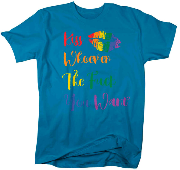 Men's Kiss Whoever The F*ck You Want Shirt Support Gay Pride Mature T Shirt Rainbow Tee Gift LGBTQ TShirt Gay Pride Shirt Man Unisex-Shirts By Sarah