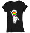 Women's V-Neck Lesbian Pride Shirt LGBTQ T Shirt Tongue Lips Shirts Rainbow Proud Funny LGBT Shirts Gay Trans Support Tee Ladies Woman