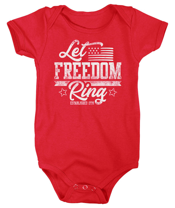 Baby Let Freedom Ring T Shirt Flag Shirt USA Patriotic TShirt Stars Stripes Tee Infant 4th July Gift Idea-Shirts By Sarah