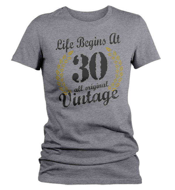 Women's Funny 30th Birthday T Shirt Life Begins At Shirts Thirtieth Birthday Shirts Shirt For 30th Classic Age Thirty Birthday Gift Ladies-Shirts By Sarah