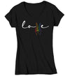 Women's V-Neck Love LGBT T Shirt LGBTQ Support Shirt Peace Love Rainbow Shirts Inspirational LGBT Shirts Gay Trans Support Tee Ladies Woman