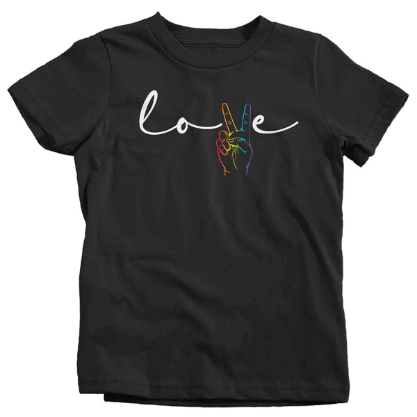 Kids Love LGBT T Shirt LGBTQ Support Shirt Peace Love Rainbow Shirts Inspirational LGBT Shirts Gay Trans Support Tee Boy's Girl's-Shirts By Sarah