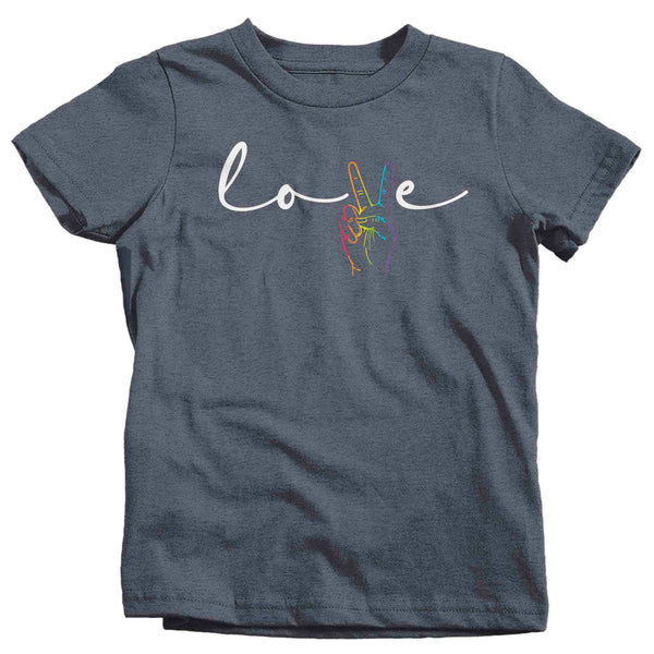 Kids Love LGBT T Shirt LGBTQ Support Shirt Peace Love Rainbow Shirts Inspirational LGBT Shirts Gay Trans Support Tee Boy's Girl's-Shirts By Sarah
