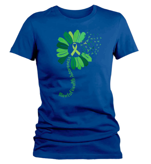 Women's Mental Health Awareness Flower T Shirt Green Shirt Dandelion Tee ADHD TShirt Wellness Gift Ladies Woman Anxiety Depression-Shirts By Sarah