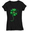 Women's V-Neck Mental Health Awareness Flower T Shirt Green Shirt Dandelion Tee ADHD TShirt Wellness Gift Ladies Woman Anxiety Depression