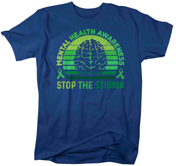 Men's Mental Health Awareness T Shirt Green Shirt Stop The Stigma ADHD Tee Support TShirt Brain Gift Mans Unisex Anxiety Depression-Shirts By Sarah