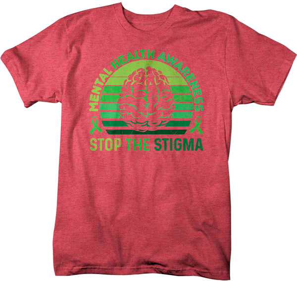 Men's Mental Health Awareness T Shirt Green Shirt Stop The Stigma ADHD Tee Support TShirt Brain Gift Mans Unisex Anxiety Depression-Shirts By Sarah