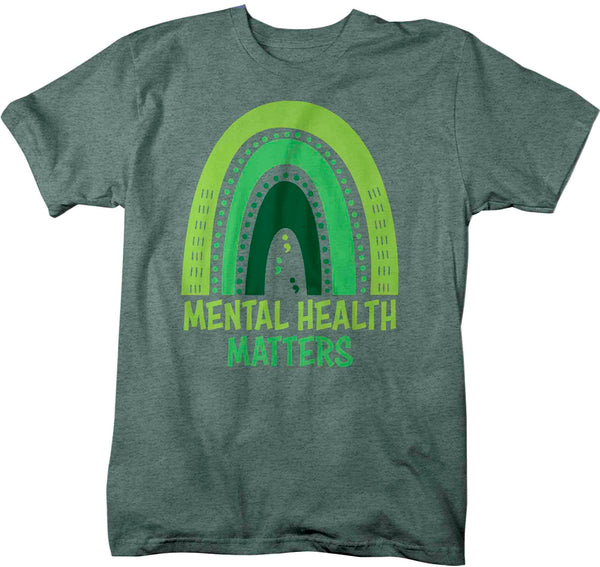 Men's Mental Health Matters T Shirt Green Shirt Rainbow Awareness ADHD Tee Support TShirt Brain Gift Mans Unisex Anxiety Depression-Shirts By Sarah