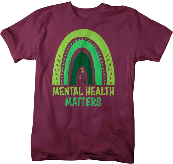 Men's Mental Health Matters T Shirt Green Shirt Rainbow Awareness ADHD Tee Support TShirt Brain Gift Mans Unisex Anxiety Depression-Shirts By Sarah