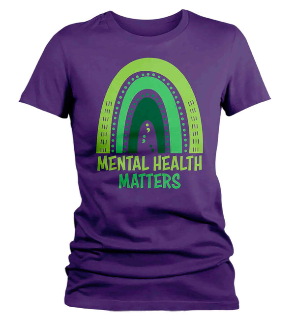 Women's Mental Health Matters T Shirt Green Shirt Rainbow Awareness ADHD Tee Support TShirt Brain Gift Ladies Woman Anxiety Depression-Shirts By Sarah