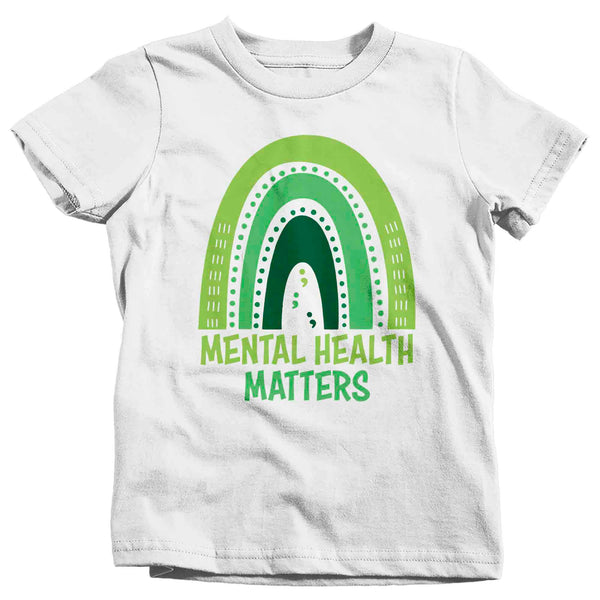 Kids Mental Health Matters T Shirt Green Shirt Rainbow Awareness ADHD Tee Support TShirt Brain Gift Boy's Girl's Unisex Anxiety Depression-Shirts By Sarah
