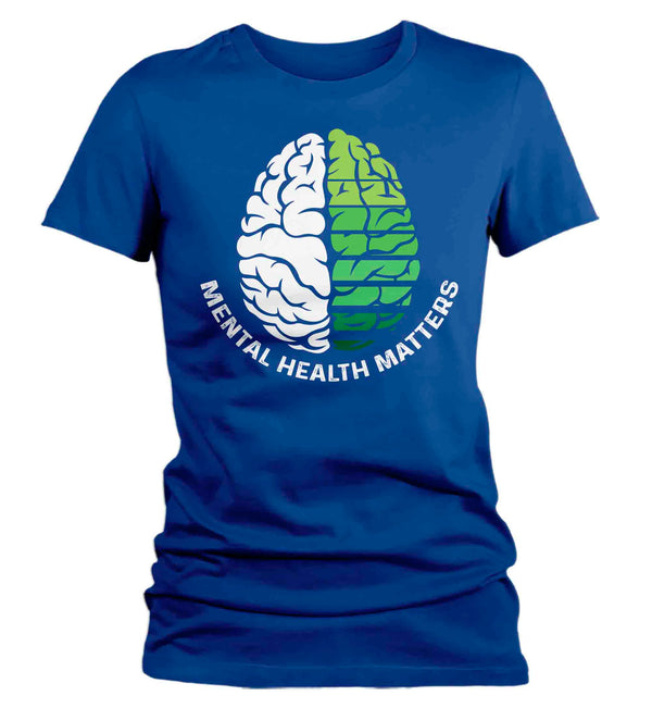 Women's Mental Health Matters T Shirt Green Shirt Brain Disorder Awareness ADHD Tee Support TShirt Brain Gift Ladies Anxiety Depression-Shirts By Sarah