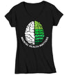 Women's V-Neck Mental Health Matters T Shirt Green Shirt Brain Disorder Awareness ADHD Tee Support TShirt Brain Gift Ladies Anxiety Depression