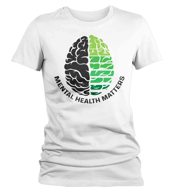 Women's Mental Health Matters T Shirt Green Shirt Brain Disorder Awareness ADHD Tee Support TShirt Brain Gift Ladies Anxiety Depression-Shirts By Sarah