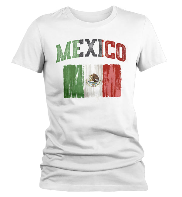 Women's Mexico T Shirt Cinco De Mayo Shirts Mexican Flag Grunge Graphic Tee Mexican Pride Tshirt-Shirts By Sarah
