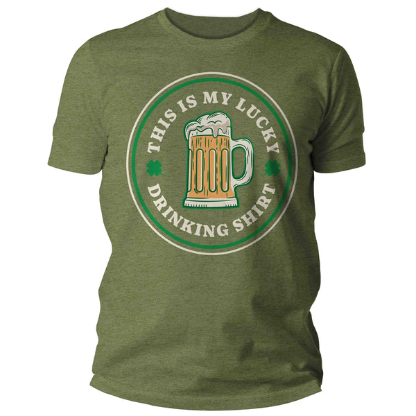 Men's Funny This Is My Lucky Drinking Shirt St. Patrick's Day T Shirt Mug Of Beer Pint Party Drink Tshirt Graphic Tee Streetwear Man Unisex-Shirts By Sarah
