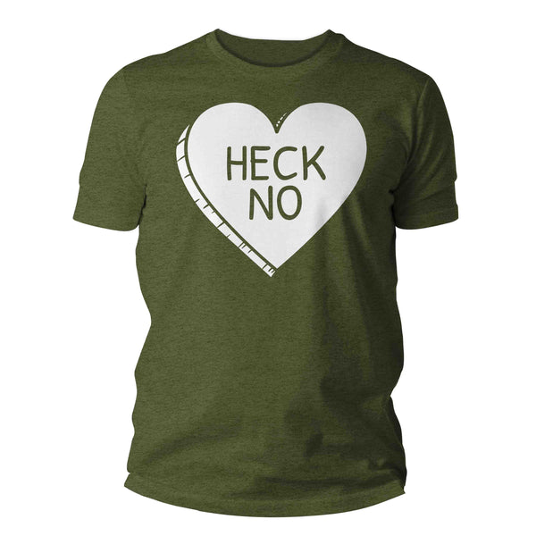 Men's Funny Valentine's Day Shirt Heck No Shirt Heart T Shirt Fun Anti Valentine Shirt Anti-Valentines Insult Tee Man Unisex-Shirts By Sarah