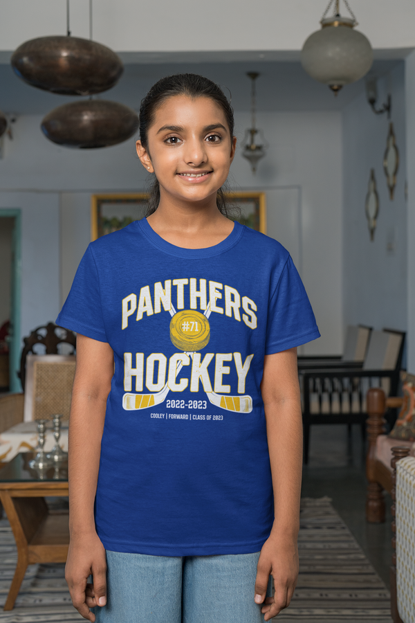 Kids Personalized Hockey T Shirt Custom Hockey Brother Shirt Puck Sticks Personalized Hockey Sister Team TShirt Custom Unisex Shirts Gift-Shirts By Sarah