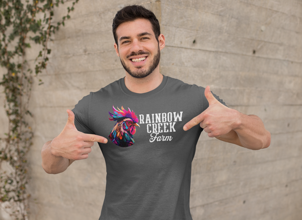Men's Personalized Farm Shirt Colorful Rooster Hipster T Shirt Chicken Farmer Gift Rainbow Farming Farmer Chick Graphic Tee Unisex Man-Shirts By Sarah