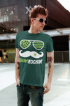 Men's Funny Shamrockin Hipster Shirt St. Patrick's Day T Shirt Shamrock Mustache Tshirt Graphic Tee Streetwear Man Unisex