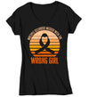 Women's V-Neck Multiple Sclerosis Shirt Messed With Wrong Girl T Shirt Vintage Orange Ribbon Support Gift Graphic Tee Awareness Ladies Woman