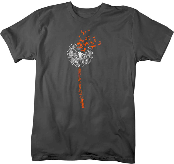 Men's Multiple Sclerosis Shirt Orange Dandelion MS Support T Shirt Vintage Orange Ribbon Gift Graphic Tee Awareness Unisex Mens-Shirts By Sarah