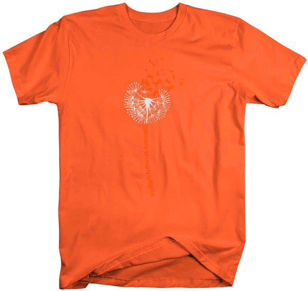 Men's Multiple Sclerosis Shirt Orange Dandelion MS Support T Shirt Vintage Orange Ribbon Gift Graphic Tee Awareness Unisex Mens-Shirts By Sarah