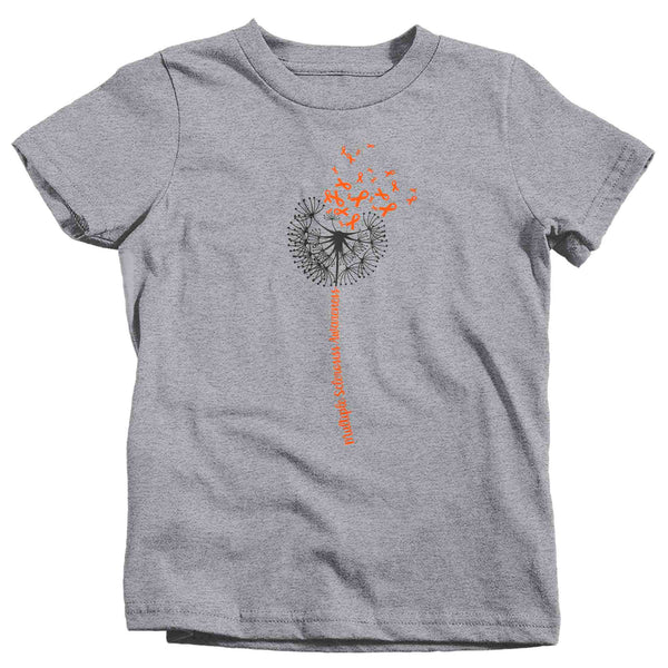 Kids Multiple Sclerosis Shirt Orange Dandelion MS Support T Shirt Vintage Orange Ribbon Gift Graphic Tee Awareness Unisex Boy's Girl's-Shirts By Sarah