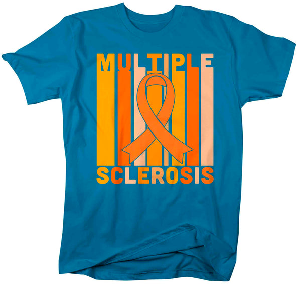 Men's Multiple Sclerosis Shirt Orange Ribbon MS Support T Shirt Vintage Orange Ribbon Gift Graphic Tee Awareness Unisex Mens-Shirts By Sarah
