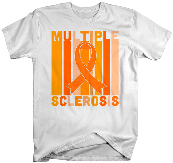 Men's Multiple Sclerosis Shirt Orange Ribbon MS Support T Shirt Vintage Orange Ribbon Gift Graphic Tee Awareness Unisex Mens-Shirts By Sarah