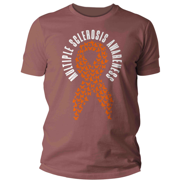 Men's Multiple Sclerosis Shirt MS Awareness T Shirt Orange Ribbon Butterflies Hope Tshirt Graphic Tee Streetwear Man Unisex-Shirts By Sarah
