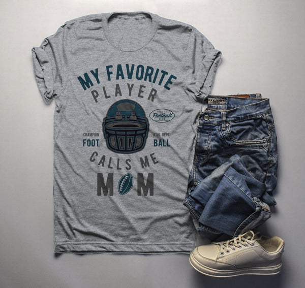 Men's Football Mom T Shirt My Favorite Player Calls Me Graphic Tee Football Shirts Mom Gift Idea-Shirts By Sarah