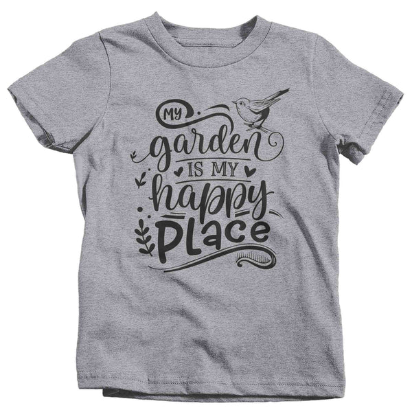 Kids Funny Gardener Shirt Garden Is My Happy Place T Shirt Funny Gardening Gift Idea Farmer Tee Garden TShirt Boy's Girl's Soft-Shirts By Sarah