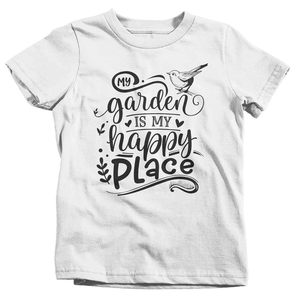 Kids Funny Gardener Shirt Garden Is My Happy Place T Shirt Funny Gardening Gift Idea Farmer Tee Garden TShirt Boy's Girl's Soft-Shirts By Sarah
