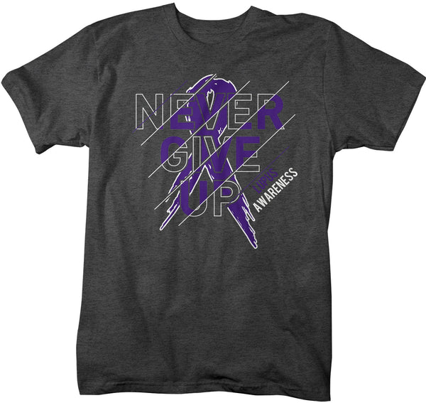 Men's Lupus T Shirt Never Give Up Lupus Shirts Purple Ribbon Lupus Awareness TShirt Typography-Shirts By Sarah