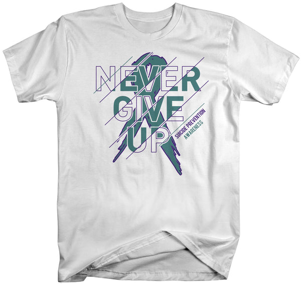 Men's Suicide Prevention T Shirt Never Give Up Suicide Shirts Teal Ribbon Suicide TShirt Prevention Shirts Typography-Shirts By Sarah