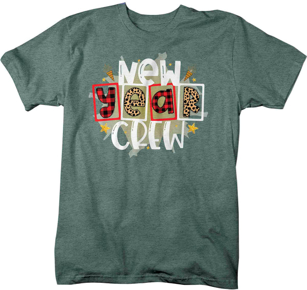 Men's New Year's Tee Happy New Year Crew Shirt T Shirt Leopard Shirts Party New Year Eve Celebrate Plaid Unisex Graphic Tee-Shirts By Sarah