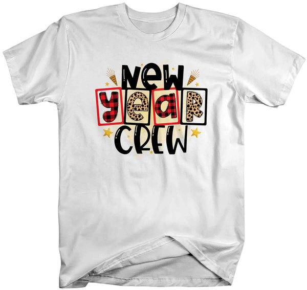 Men's New Year's Tee Happy New Year Crew Shirt T Shirt Leopard Shirts Party New Year Eve Celebrate Plaid Unisex Graphic Tee-Shirts By Sarah