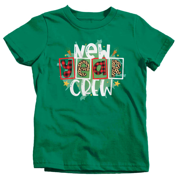 Kids New Year's Tee Happy New Year Crew Shirt T Shirt Leopard Shirts Party New Year Eve Celebrate Plaid Unisex Graphic Tee Youth-Shirts By Sarah
