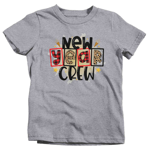 Kids New Year's Tee Happy New Year Crew Shirt T Shirt Leopard Shirts Party New Year Eve Celebrate Plaid Unisex Graphic Tee Youth-Shirts By Sarah