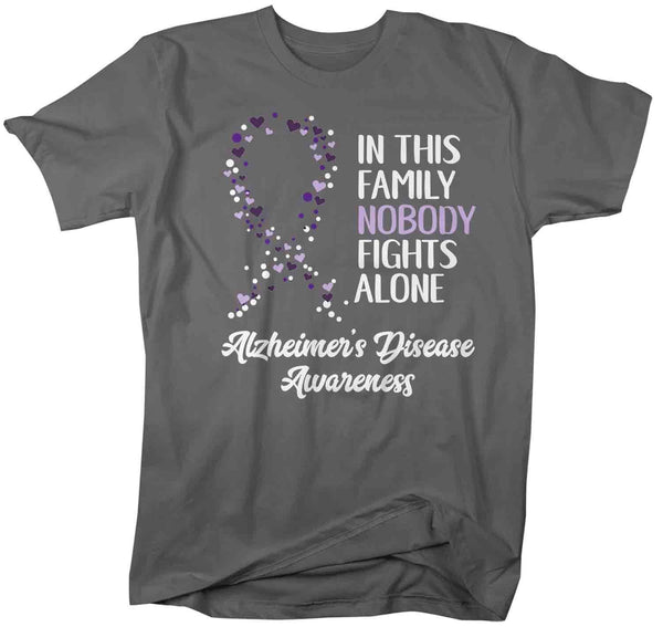 Men's Alzheimer's T Shirt Alzheimer's Nobody Fights Alone Awareness Shirt Alzheimers Shirt Purple Ribbon Shirt-Shirts By Sarah