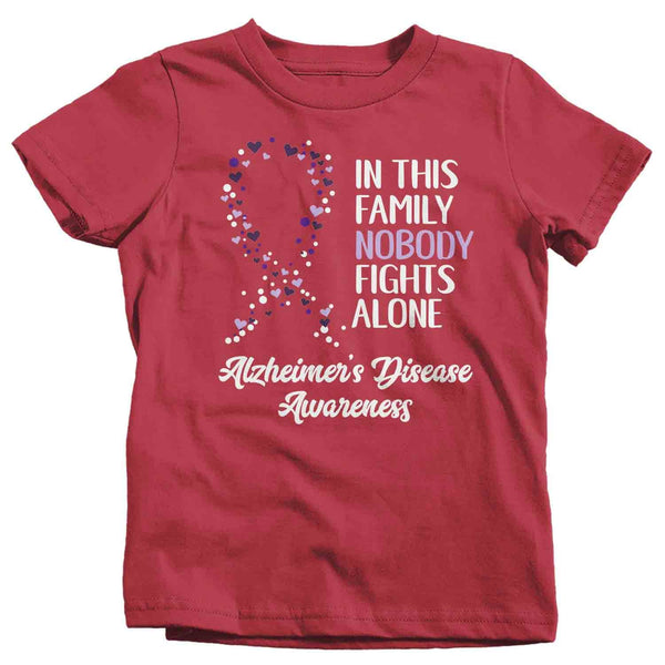 Kids Alzheimer's T Shirt Alzheimer's Nobody Fights Alone Awareness Shirt Alzheimers Shirt Purple Ribbon Shirt-Shirts By Sarah