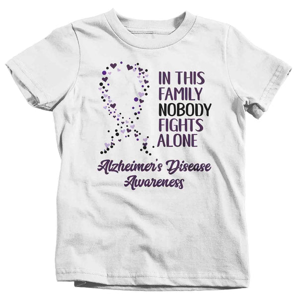 Kids Alzheimer's T Shirt Alzheimer's Nobody Fights Alone Awareness Shirt Alzheimers Shirt Purple Ribbon Shirt-Shirts By Sarah