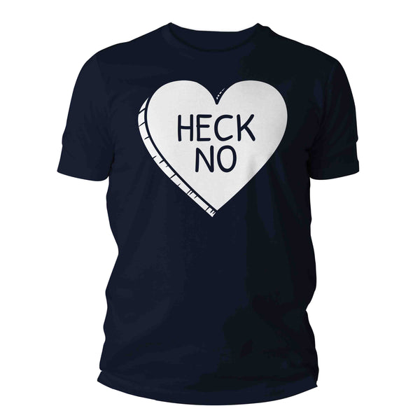 Men's Funny Valentine's Day Shirt Heck No Shirt Heart T Shirt Fun Anti Valentine Shirt Anti-Valentines Insult Tee Man Unisex-Shirts By Sarah
